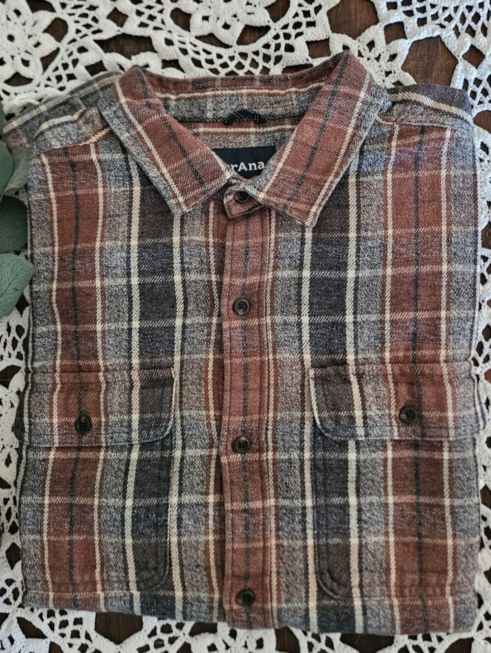Prana Westbrook Cabincore Gorpcore Rugged Earthy Plaid Flannel Shirt Size M